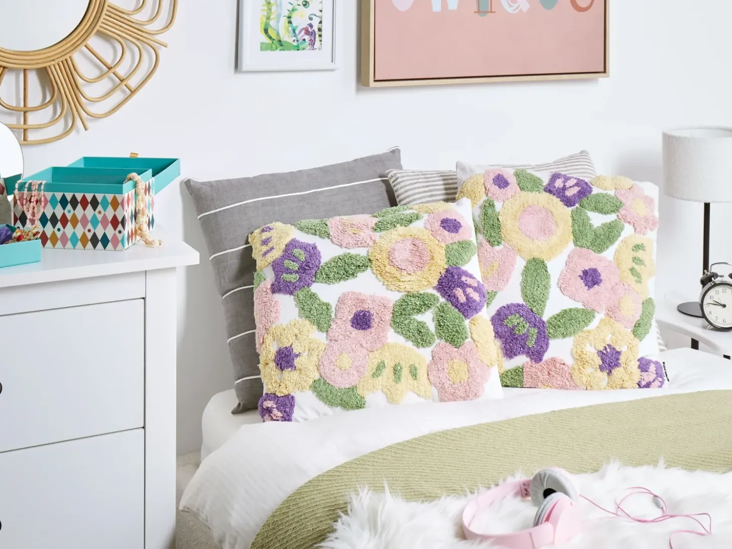 Sæt af 2 pyntepuder TRICORNIO Bomuld 45 x 45 cm Multifarvet Blomstermønster