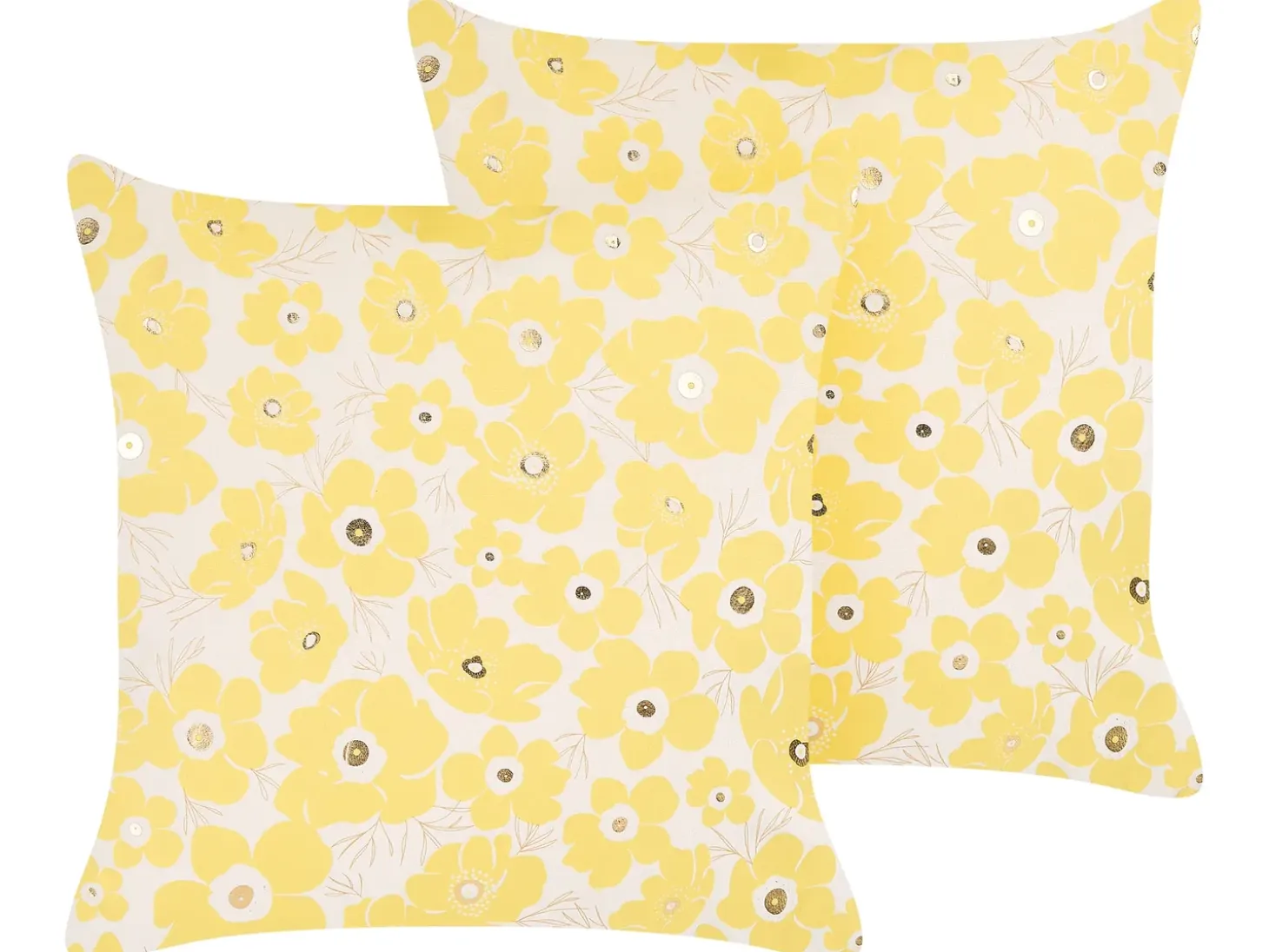 Sæt af 2 pyntepuder TRITELEIA Velour 45 x 45 cm Gul Blomstermønster
