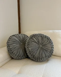 Sæt af 2 pyntepuder UDALA Velour 40 x 40 cm Grå Ensfarvet