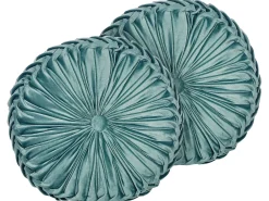 Sæt af 2 pyntepuder UDALA Velour 40 x 40 cm Blågrøn Ensfarvet