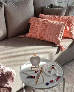 Sæt af 2 pyntepuder VALVARIA Bomuld 30 x 50 cm Ferskenagtig lyserød Chevronmønster