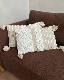 Sæt af 2 pyntepuder VALVARIA Bomuld 30 x 50 cm Cremehvid Chevronmønster