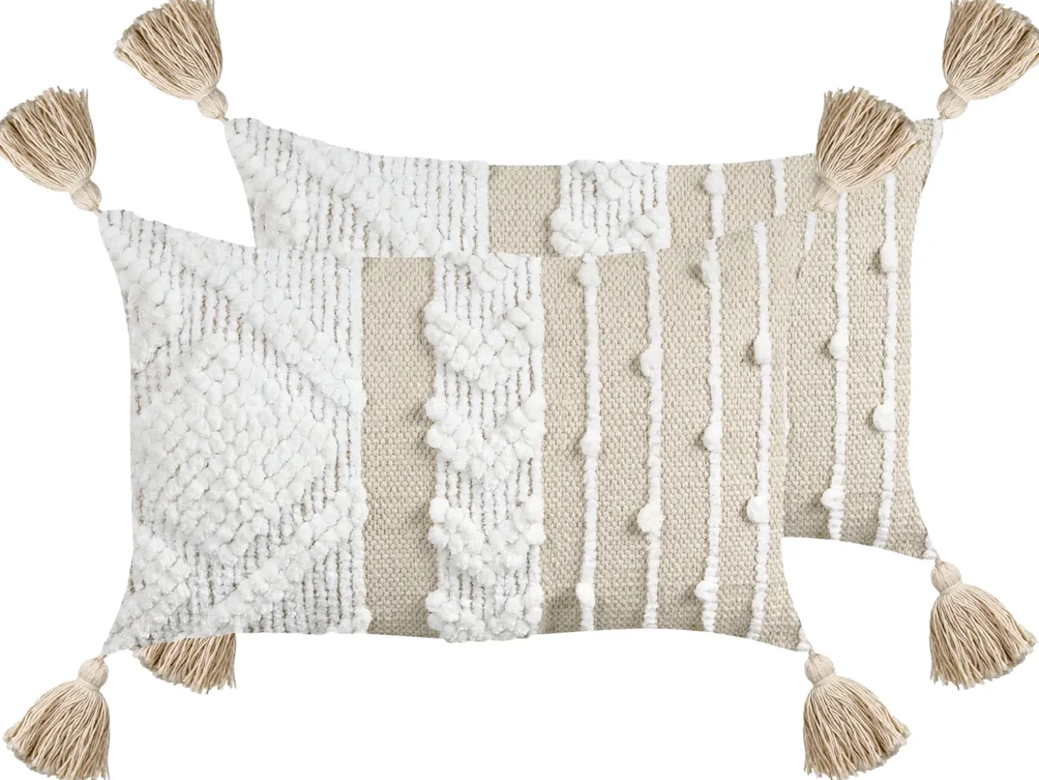 Sæt af 2 pyntepuder VALVARIA Bomuld 30 x 50 cm Cremehvid Chevronmønster