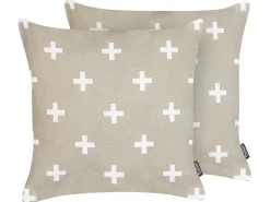 Sæt af 2 pyntepuder VELLEIA Bomuld 45 x 45 cm Brungrå Geometrisk mønster