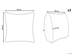 Sæt af 2 pyntepuder WOODI Bomuld 45 x 45 cm Gul Hvid Geometrisk mønster