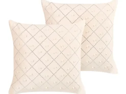 Sæt af 2 pyntepuder YARROW Velour 45 x 45 cm Beige Geometrisk mønster