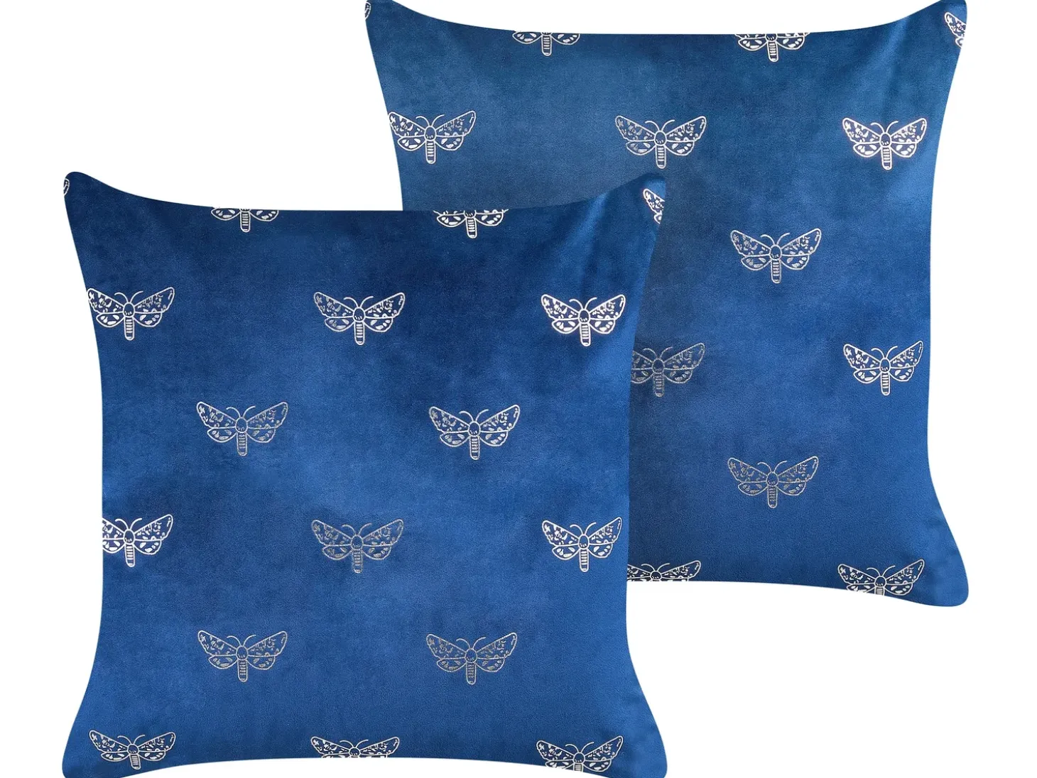 Sæt af 2 pyntepuder YUZURI Velour 45 x 45 cm Navy Blå Dyremønster