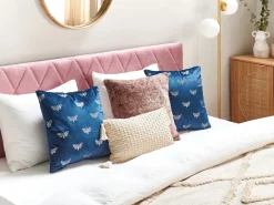 Sæt af 2 pyntepuder YUZURI Velour 45 x 45 cm Navy Blå Dyremønster
