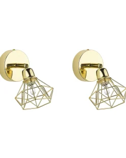 Sæt af 2 spotlight-lamper ERMA Guld Metal Justerbar