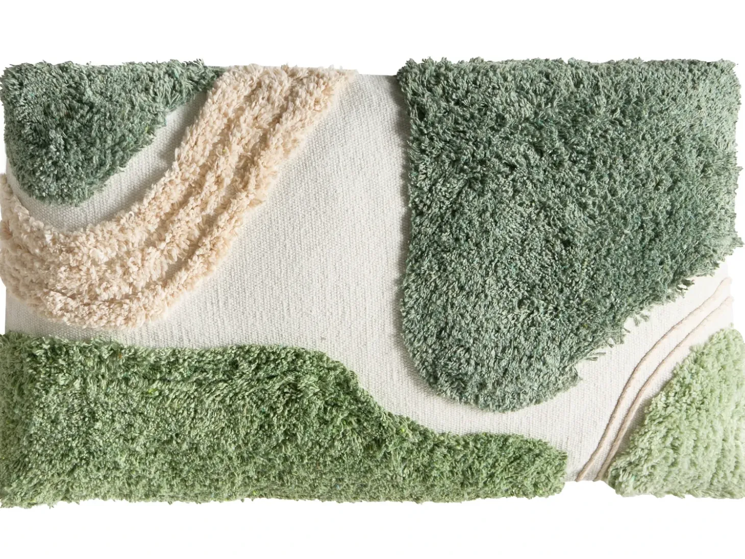 Sæt med 3 dekorative puder ALSTONIA Bomuld 30 x 50 cm 45 x 45 cm Grøn Abstraktmønster