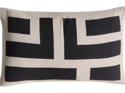 Sæt med 3 dekorative puder AGATHIS Bomuld 30 x 50 cm Sort/beige Abstraktmønster