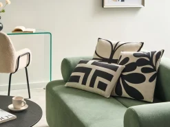 Sæt med 3 dekorative puder AGATHIS Bomuld 30 x 50 cm Sort/beige Abstraktmønster