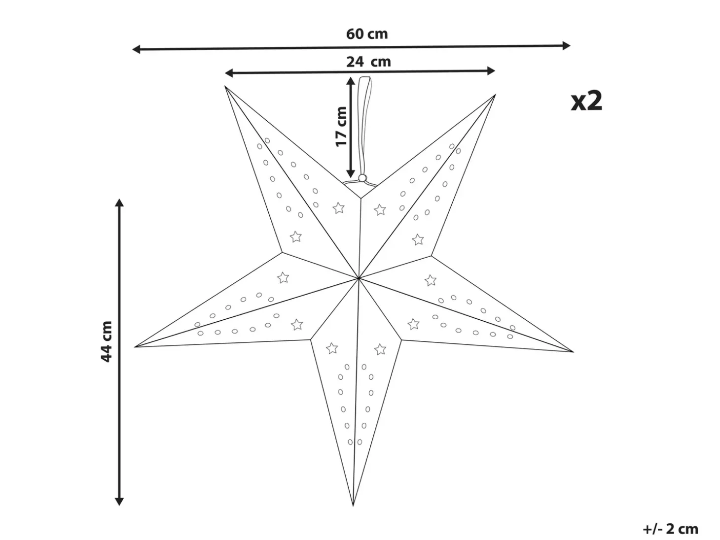 Sæt med 2 hængende dekorationer LED MOTTI Stjerne 60 cm Hvid
