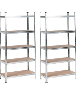 Sæt med 2 hylder til garagen XITTA Metal 150 cm 75 cm Sølv