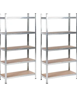 Sæt med 2 hylder til garagen XITTA Metal 180 cm 90 cm Sølv