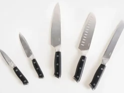 Sæt med 5 knive i blok IKEDA Sort