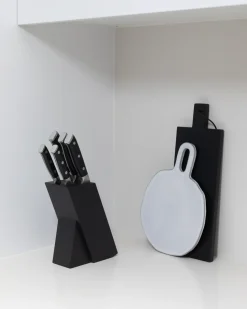 Sæt med 5 knive i blok IKEDA Sort