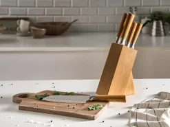 Sæt med 5 knive i blok TOCHIGI Brun