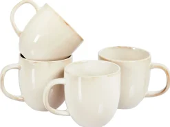 Sæt med 4 kopper GINSENG Stentøj Lys Beige