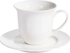Sæt med 4 kopper med underkopper ELDERBERRY Porcelæn Hvid