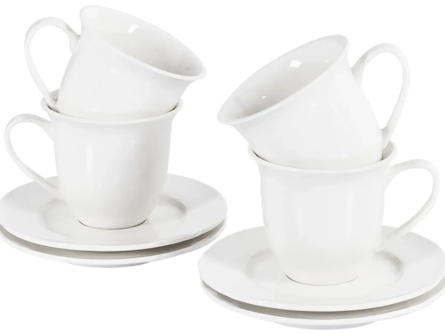 Sæt med 4 kopper med underkopper ELDERBERRY Porcelæn Hvid