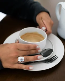 Sæt med 4 kopper med underkopper SESAME Stentøj Cremehvid