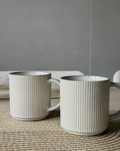 Sæt med 4 kopper MUGWORT Stentøj Lys Beige