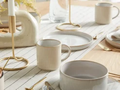 Sæt med 4 kopper MUGWORT Stentøj Lys Beige