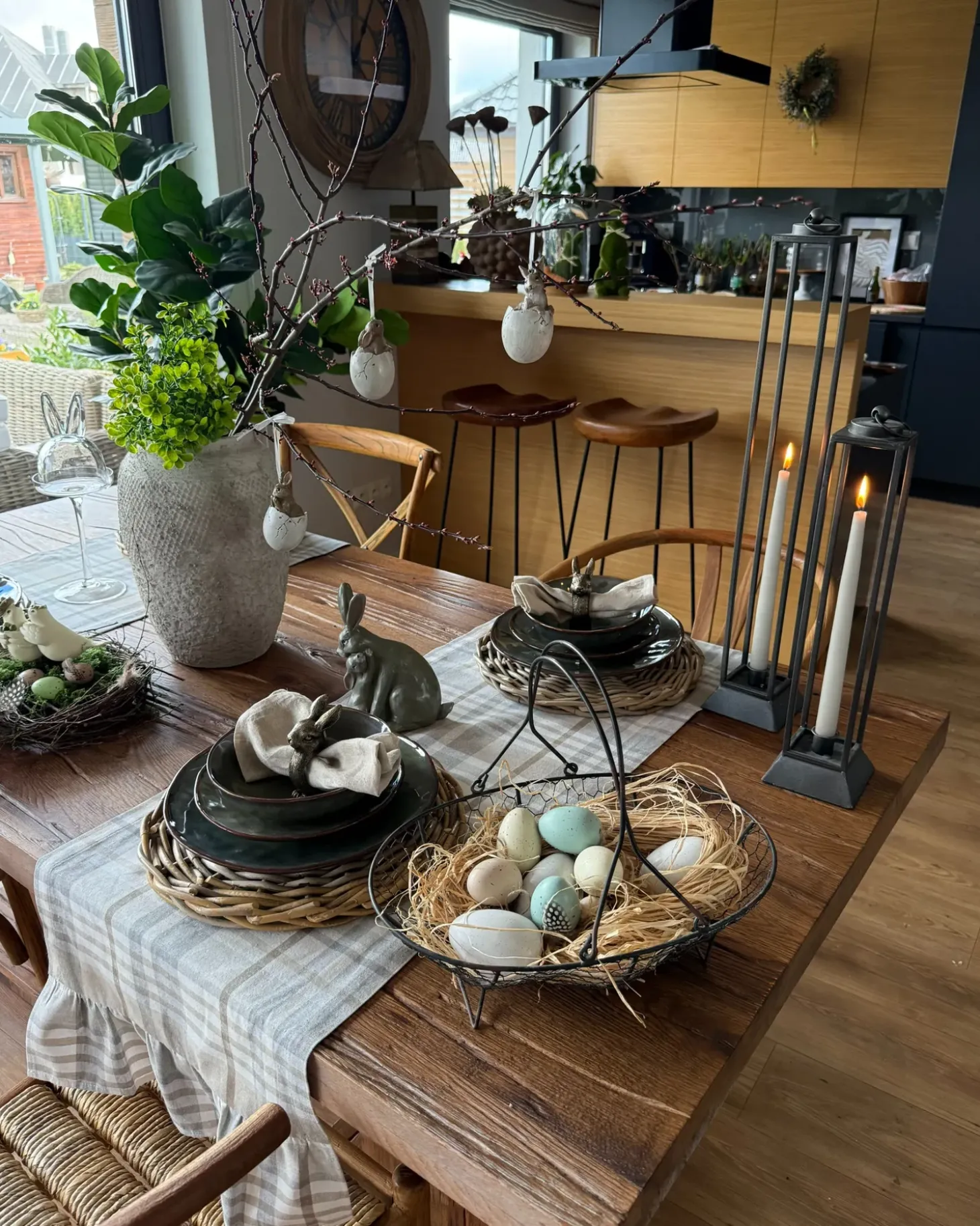 Sæt med 4 middagstallerkener THYME Stentøj Mørkegrøn