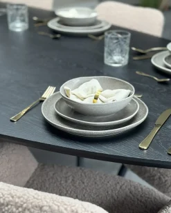 Sæt med 4 middagstallerkener COSTMARY Stentøj Grå