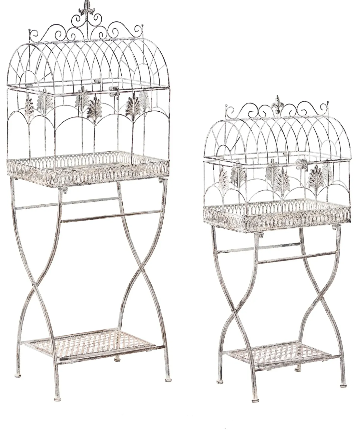 Sæt med 2 reoler SICILY Metal 122/90 cm 43/37 cm Grå