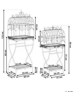 Sæt med 2 reoler SICILY Metal 122/90 cm 43/37 cm Grå