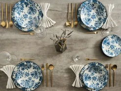 Sæt med 24 stykker service BASIL Porcelæn Blå