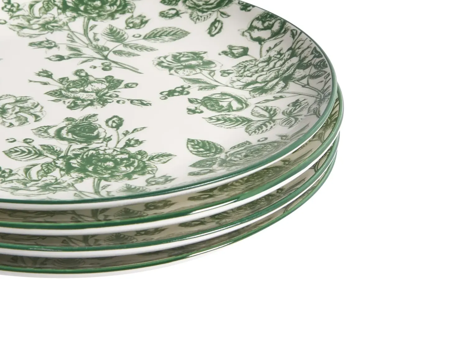 Sæt med 12 stykker service BASIL Porcelæn Grøn