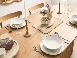 Sæt med 24 stykker service CHAROLI Porcelæn Hvid/blå