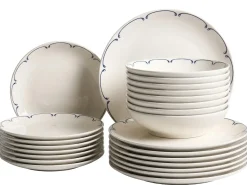Sæt med 24 stykker service CHAROLI Porcelæn Hvid/blå