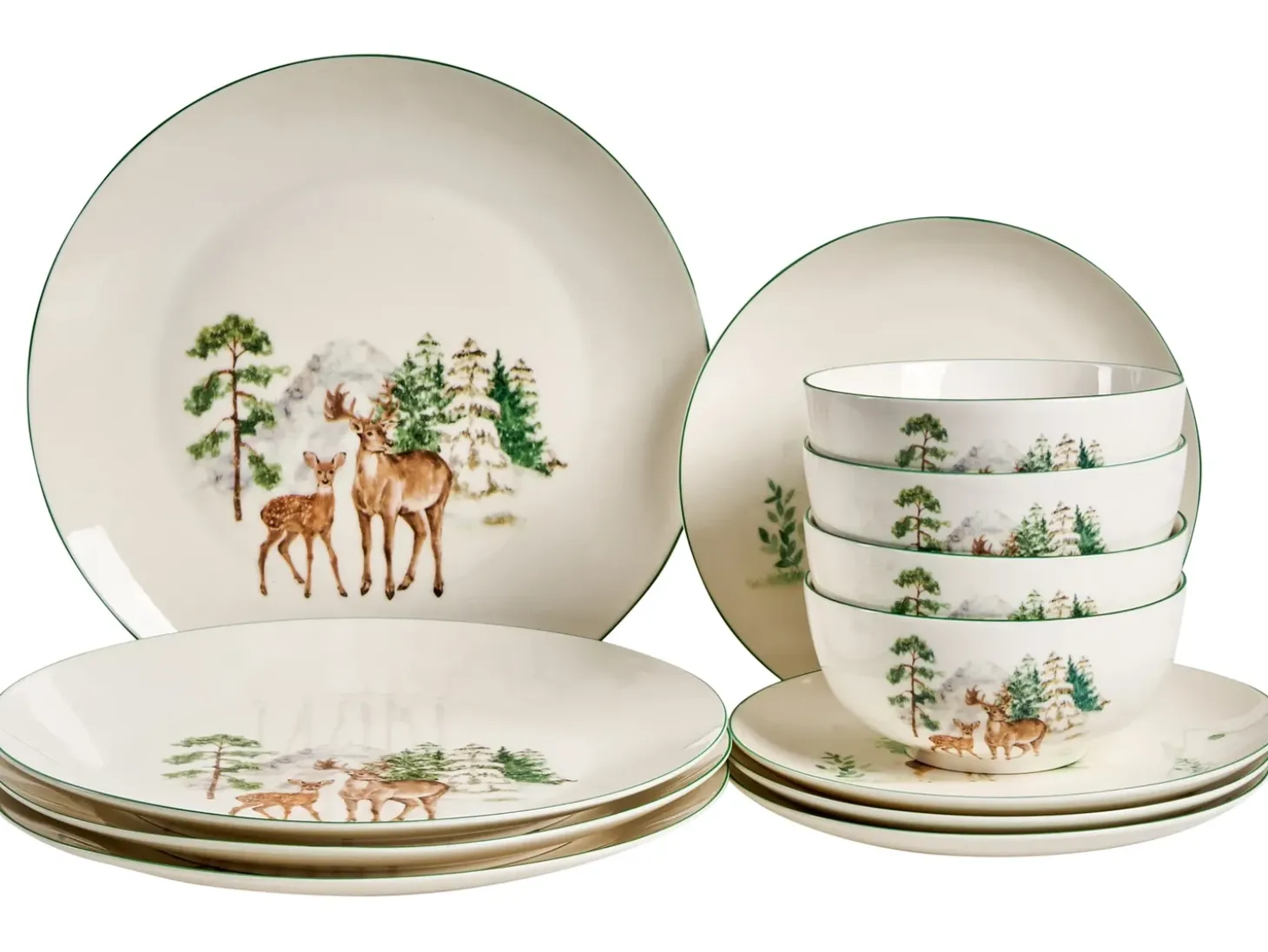 Sæt med 12 stykker service CHILI Porcelæn Hvid