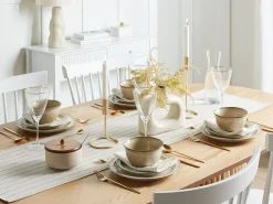 Sæt med 24 stykker service CHIVES Stentøj Lys Beige