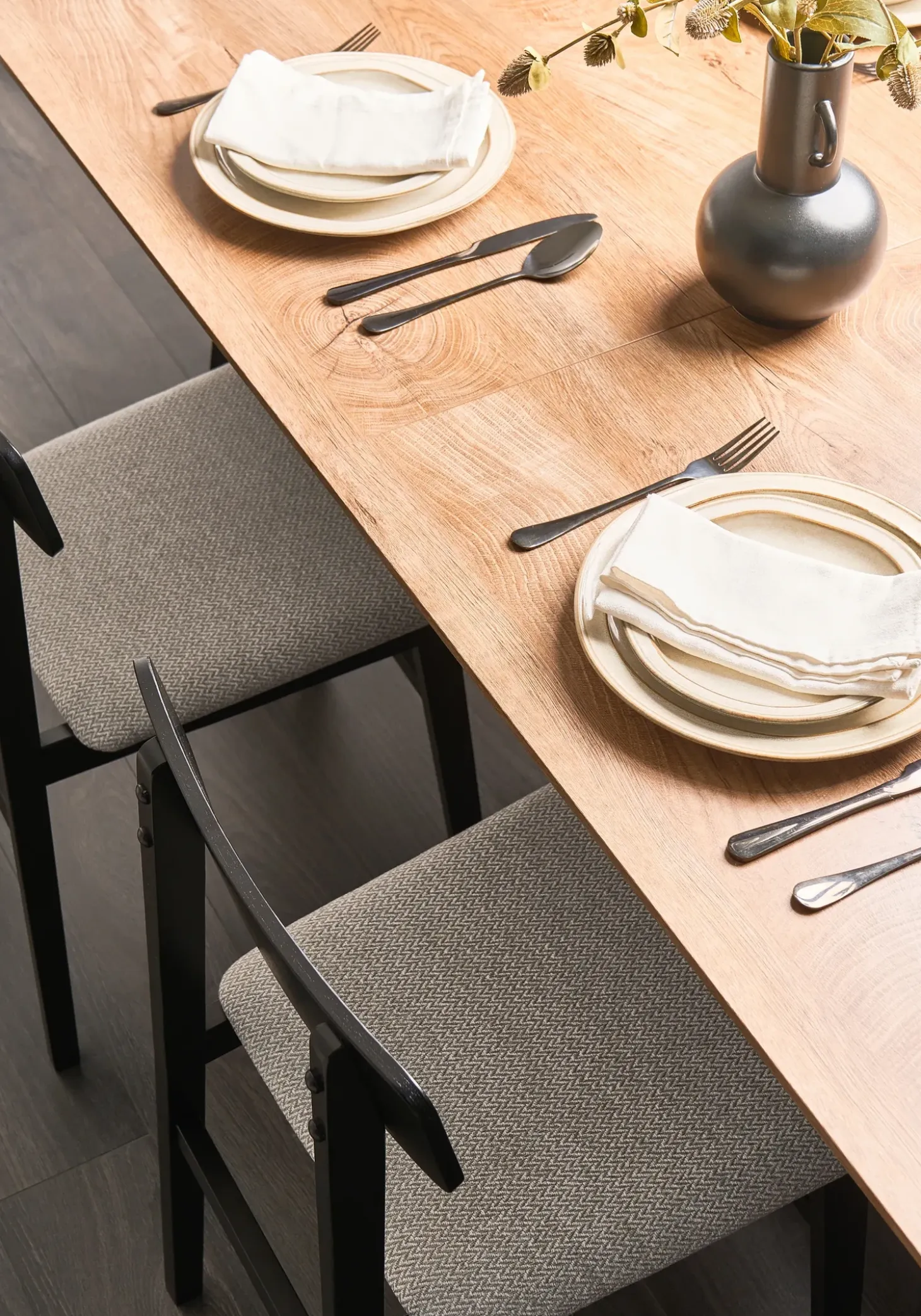Sæt med 24 stykker service CHIVES Stentøj Lys Beige
