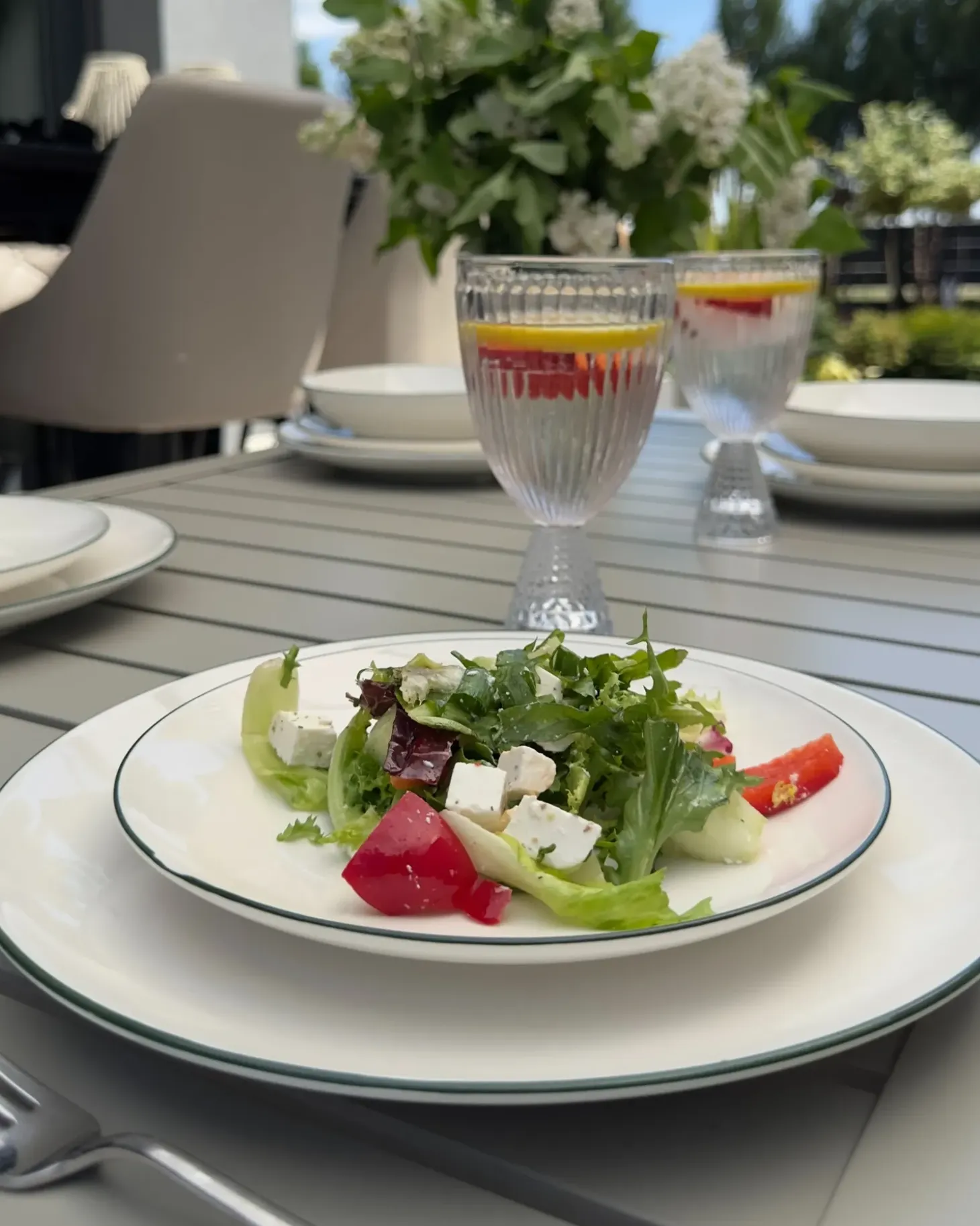Sæt med 24 stykker service CUMIN Porcelæn Off-white/ Grøn