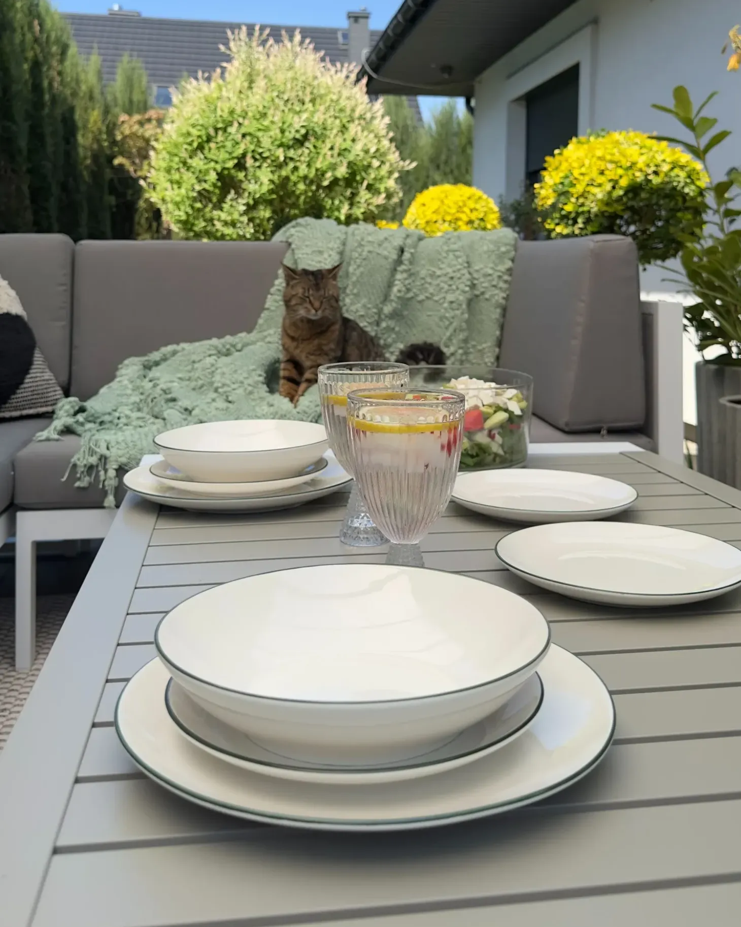 Sæt med 24 stykker service CUMIN Porcelæn Off-white/ Grøn