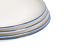 Sæt med 12 stykker service CUMIN Porcelæn Off-White/ Blå