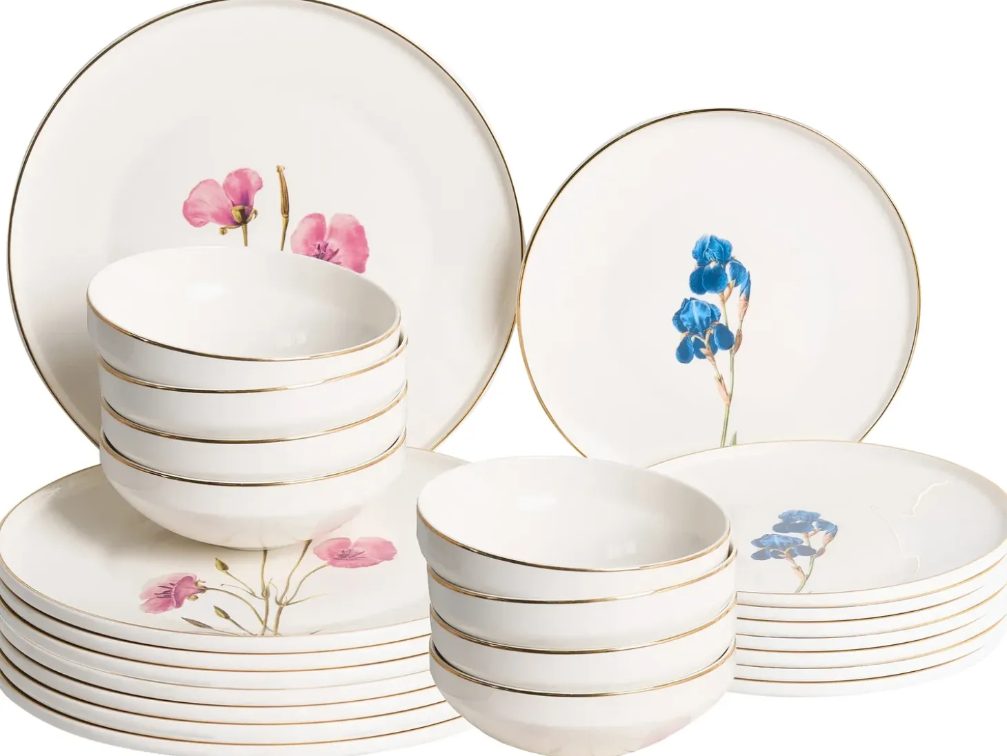Sæt med 24 stykker service HYSSOP Porcelæn Hvid