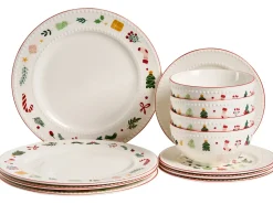 Sæt med 12 stykker service SAFFRON Porcelæn Hvid