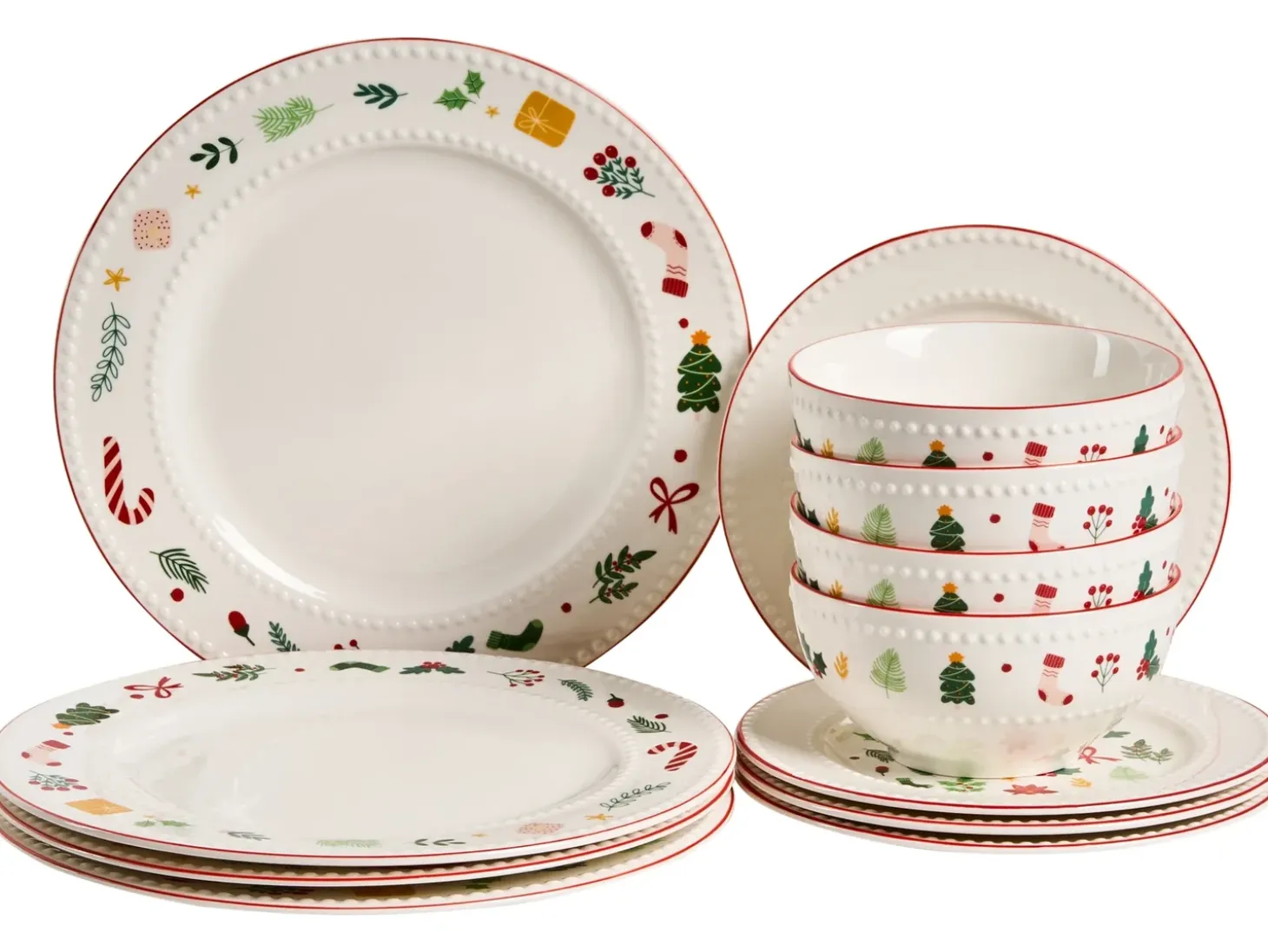 Sæt med 12 stykker service SAFFRON Porcelæn Hvid