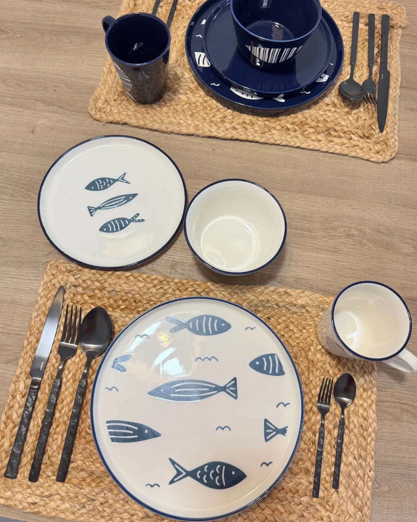Sæt med 16 stykker spisestel TAMARIND Porcelæn Hvid/blå