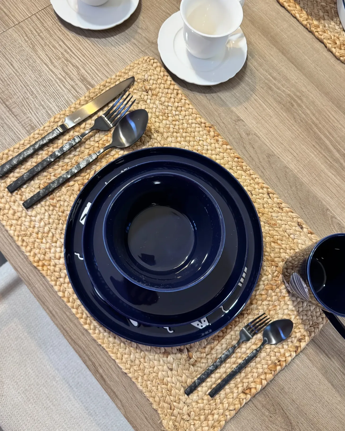 Sæt med 16 stykker spisestel TAMARIND Porcelæn Hvid/blå