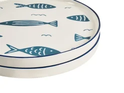 Sæt med 16 stykker spisestel TAMARIND Porcelæn Hvid/blå