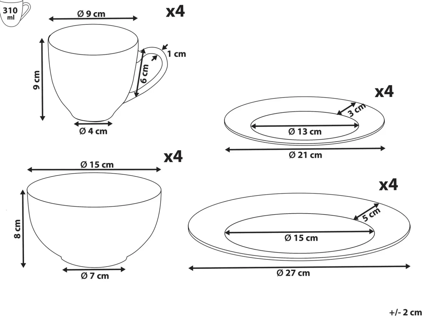 Sæt med 16 stykker spisestel COWSLIP Porcelæn Hvid