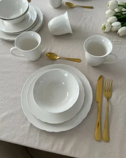 Sæt med 16 stykker spisestel ELDERBERRY Porcelæn Hvid